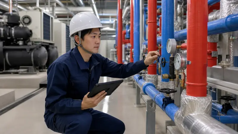 空調・給排水衛生設備の施工体制を確認するイメージ